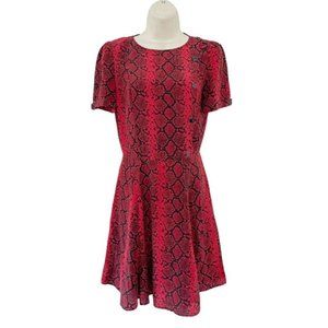 The Kooples Size Small Red Snakeskin Print Button Mini Dress